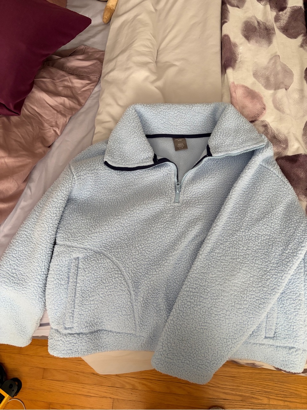 Joe Fresh Baby Blue Teddy Zip-Up Jacket with Contrast Trim - Picture 2 of 3